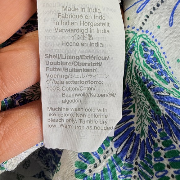 Point Sur J.Crew Blue Green Floral Smocked Tiered Midi Dress Womens 6 Cotton - Picture 5 of 9